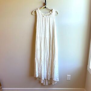 Roan & Ryan White High-Low Max Tiered Dress with Pockets and High Neckline XL